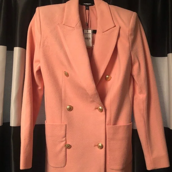 NWT Express Flannel Knit Oversized Coral Almond Blazer Size XS - Picture 5 of 10